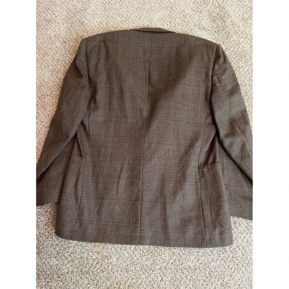 Jos A Bank Mens Suit 43R 38x30 Brown Glen Plaid 2-Piece Blazer Pleated Trousers